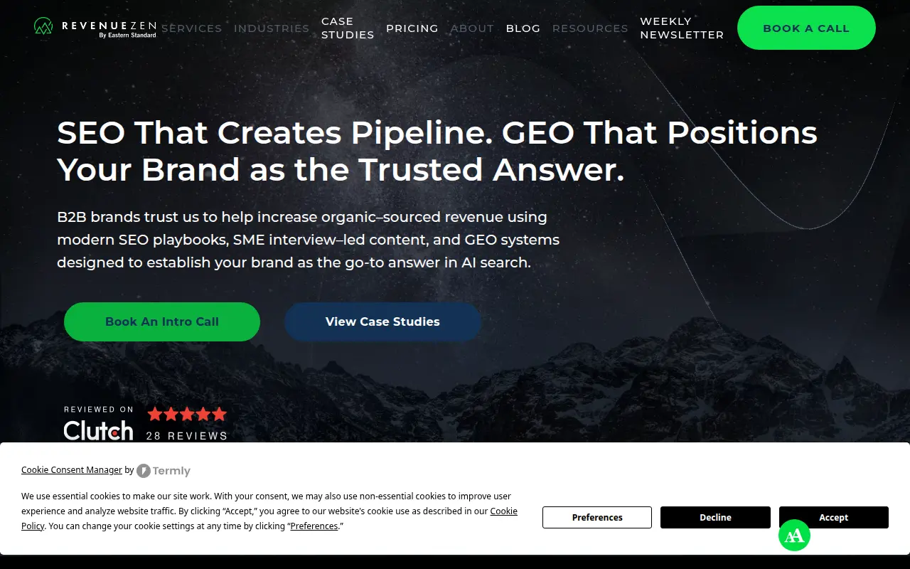 RevenueZen homepage