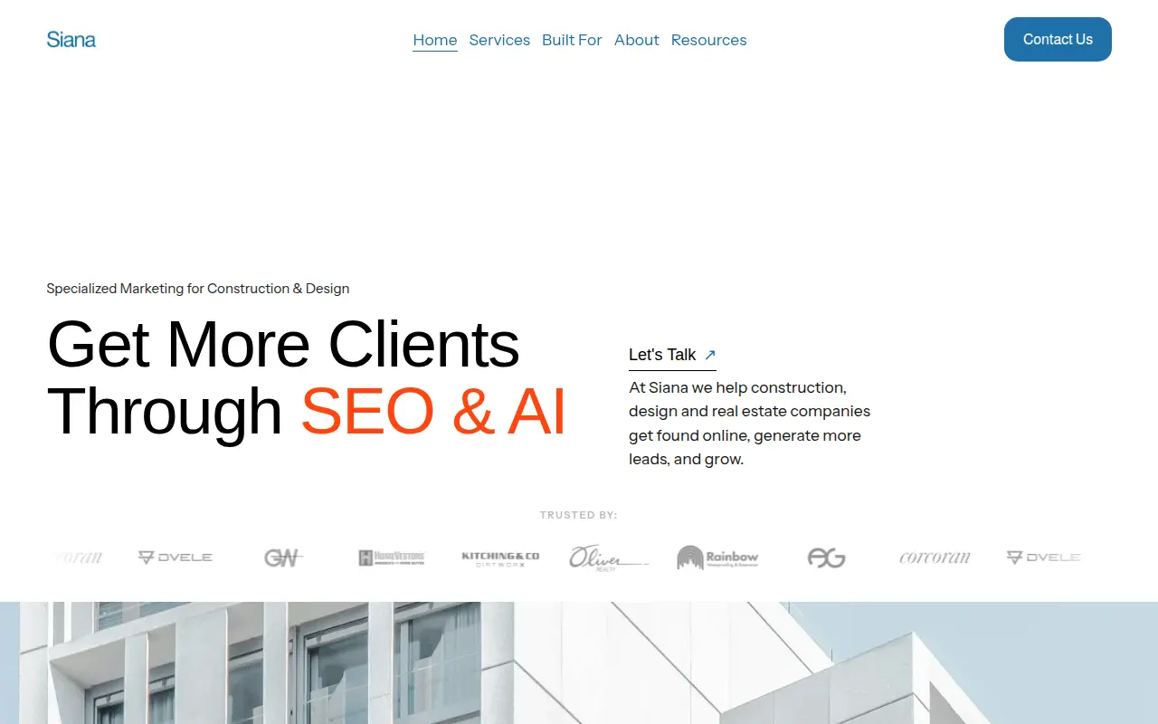 Siana Marketing homepage