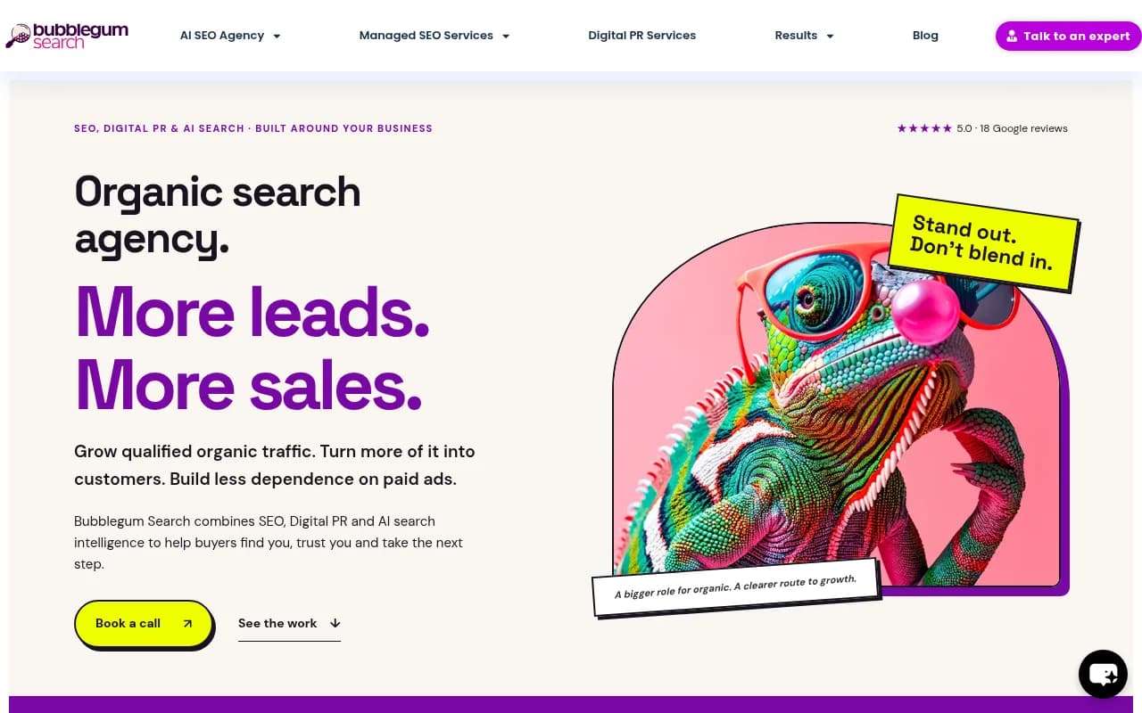Bubblegum Search homepage