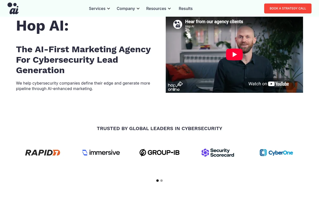 Hop AI homepage