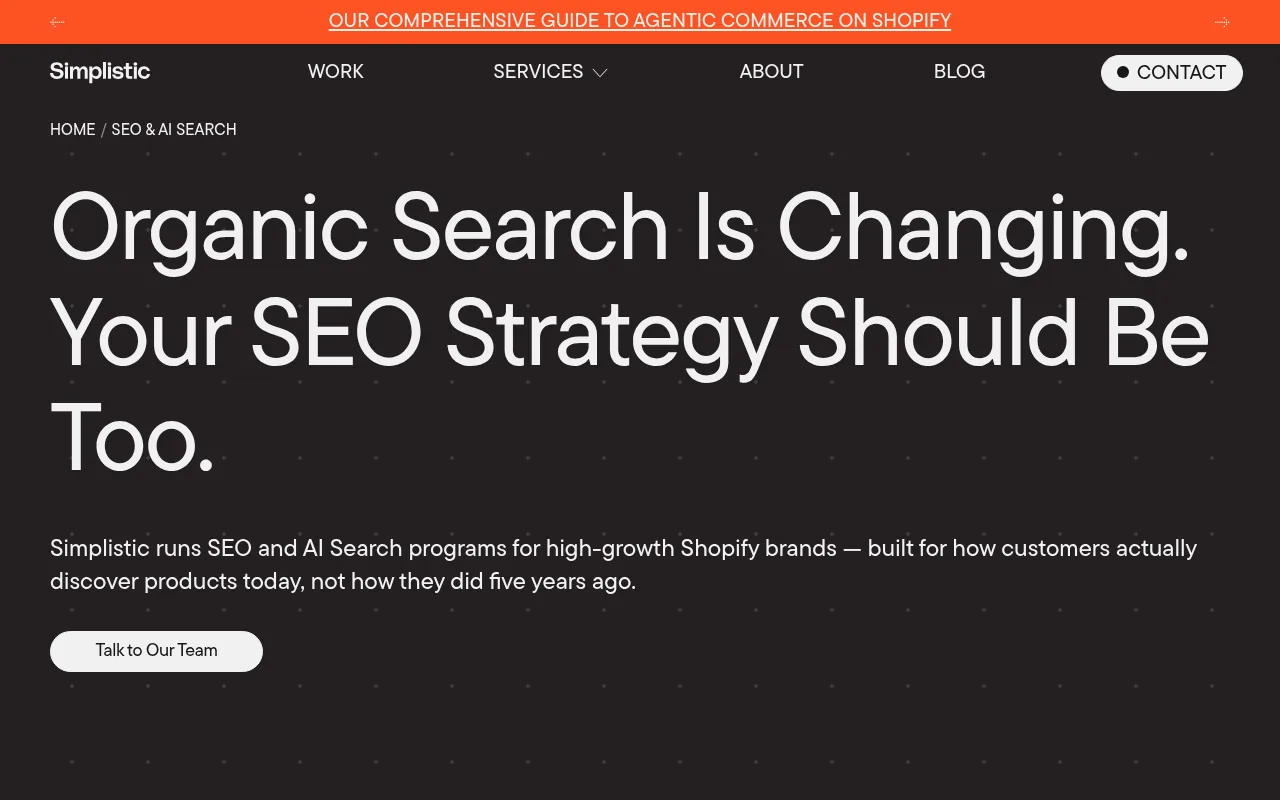 Simplistic homepage