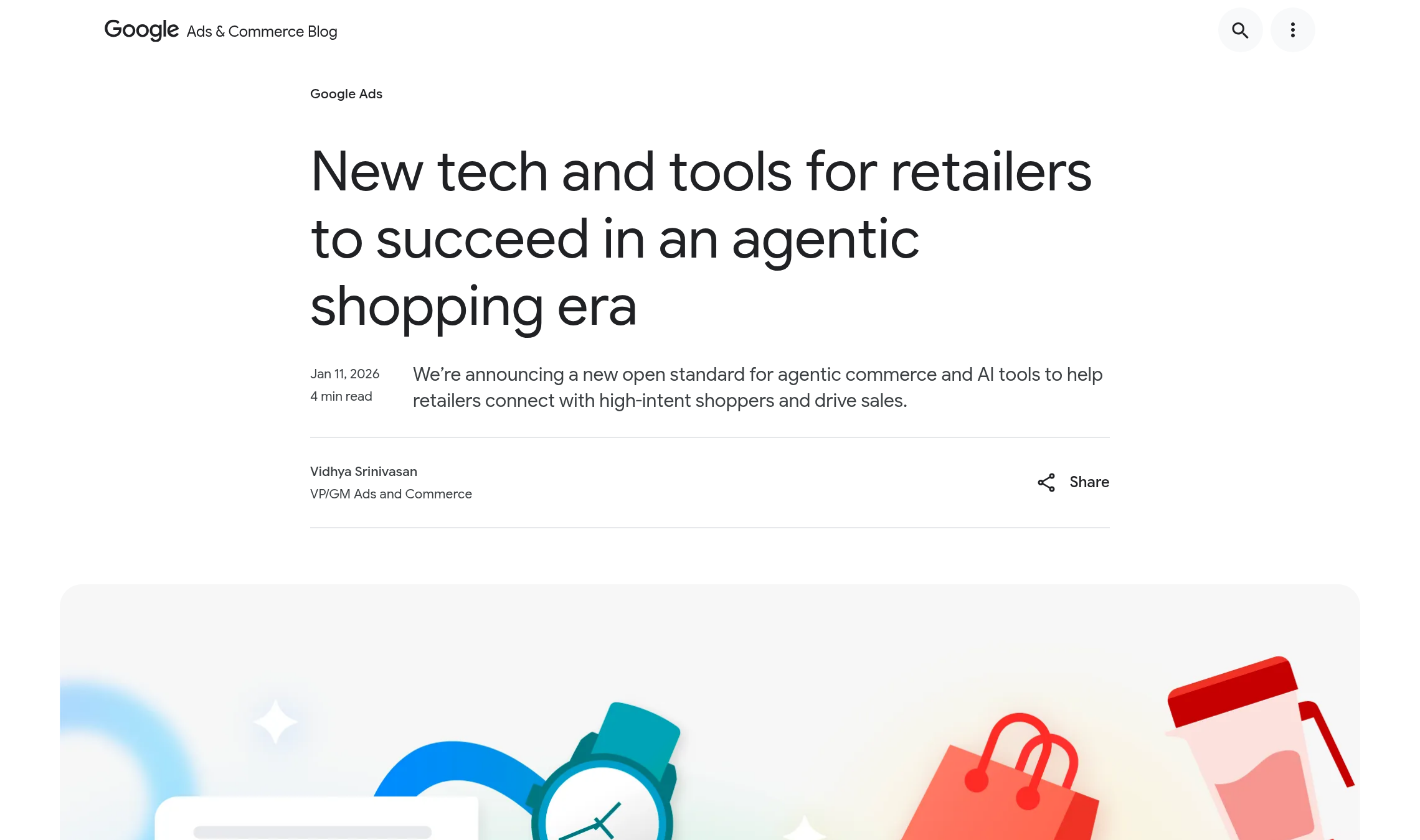 Top of Google's January 11, 2026, post on the Universal Commerce Protocol, an open standard for agentic commerce